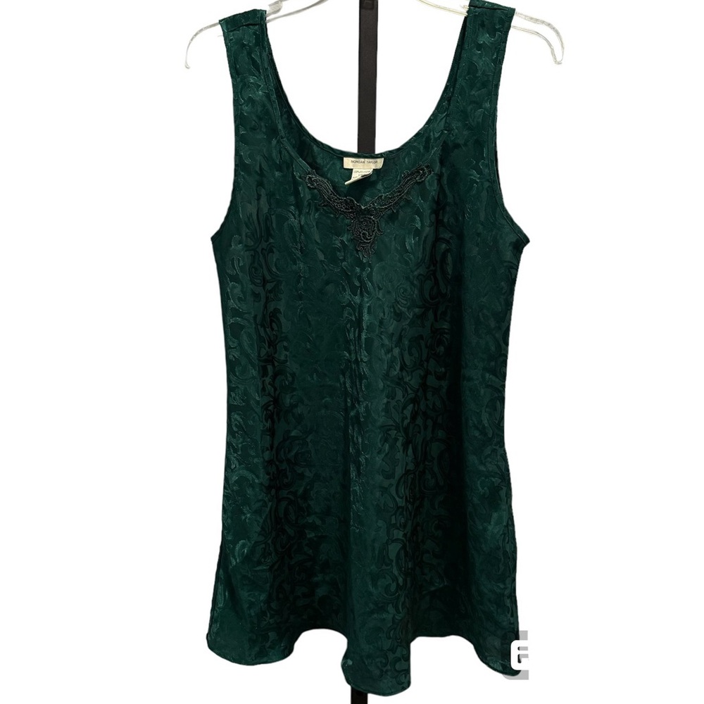 Morgan Taylor Vintage Green Sleeveless Nightgown, size Large